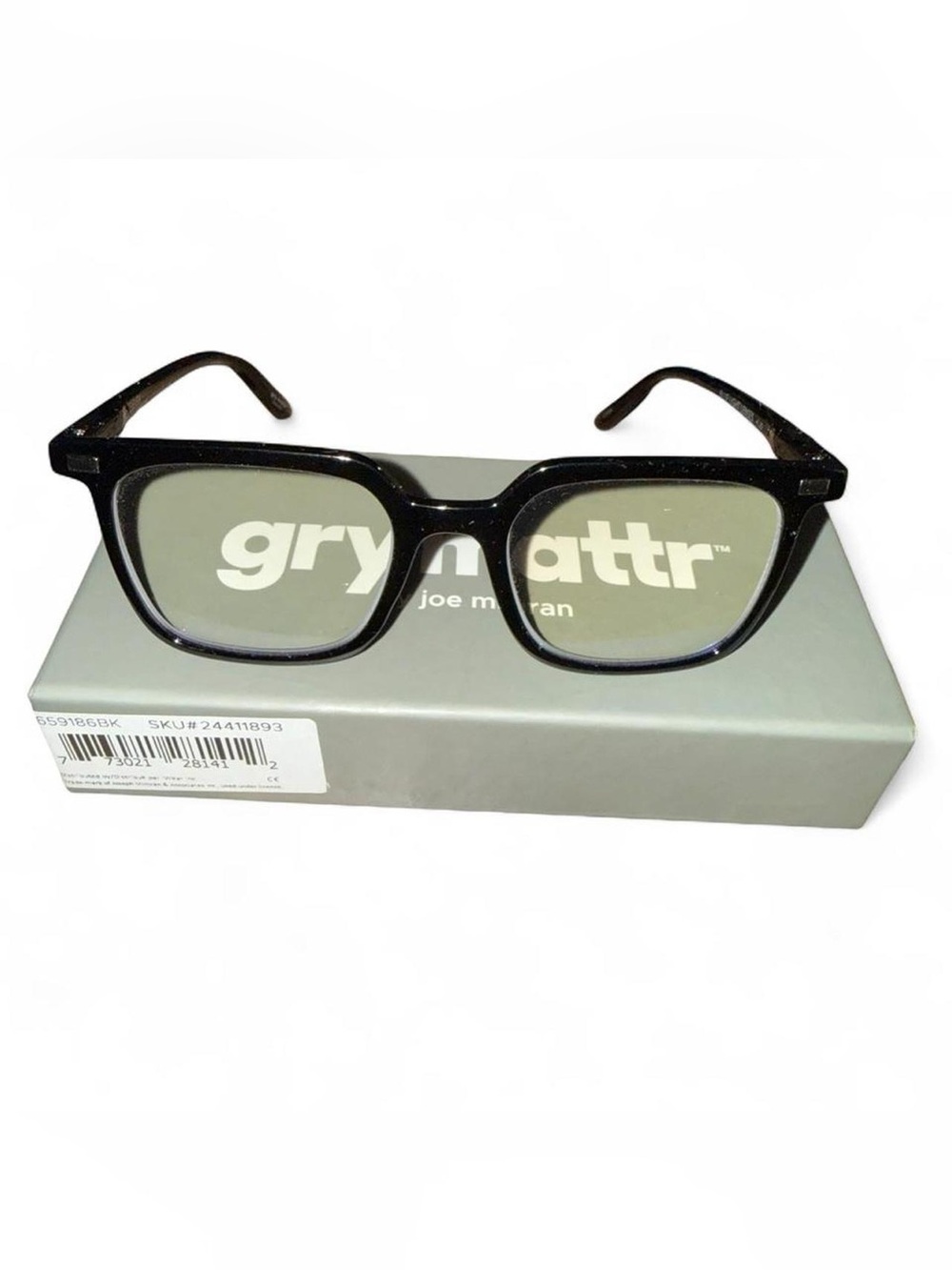 gry mattr by Joe Mimran Black Square Blue Light Readers style Clever  + 1.25